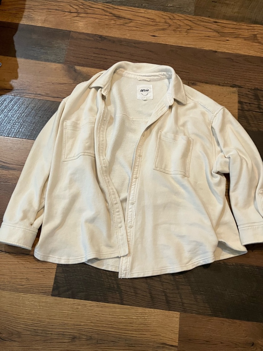 aerie Cream fleece lumberjane
